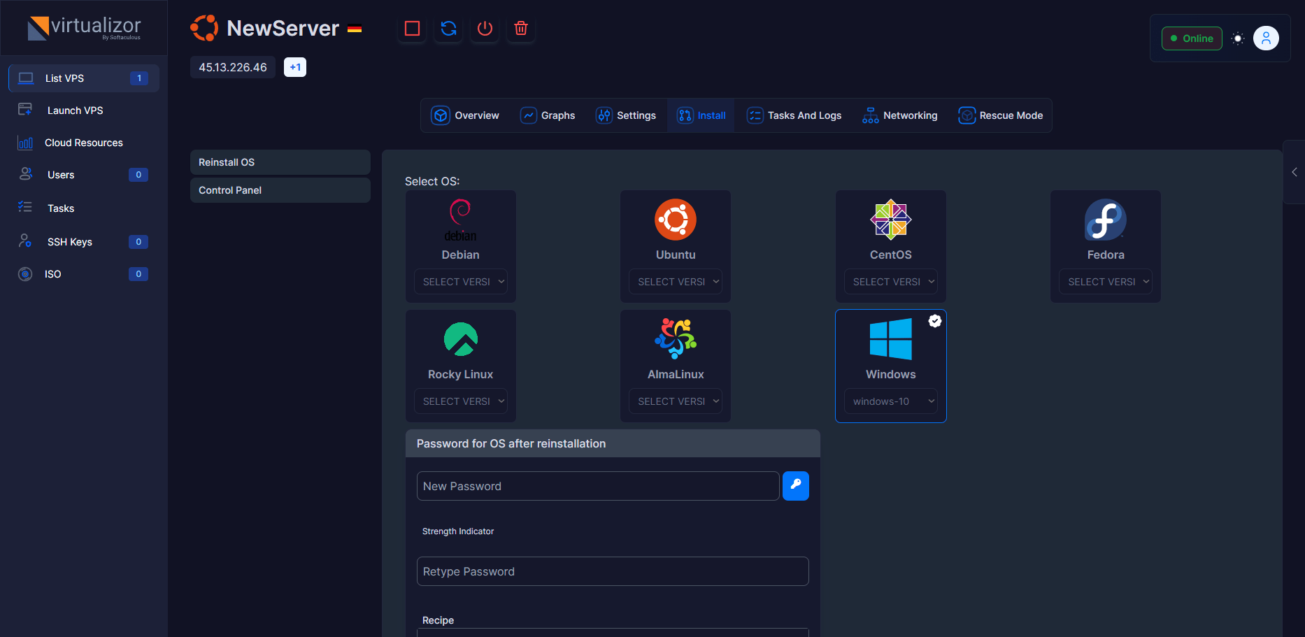 VPS Reseller Screenshot